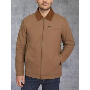 Wrangler Men's Large Brown Canvas Work Jacket Quilted Lined Corduroy Collar Coat
